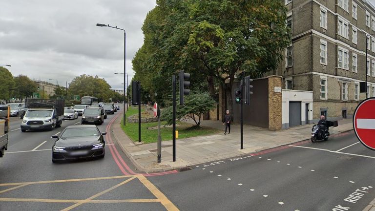 The woman was hit at the junction of Cromwell Road and Warwick Road in west London. Pic: Google