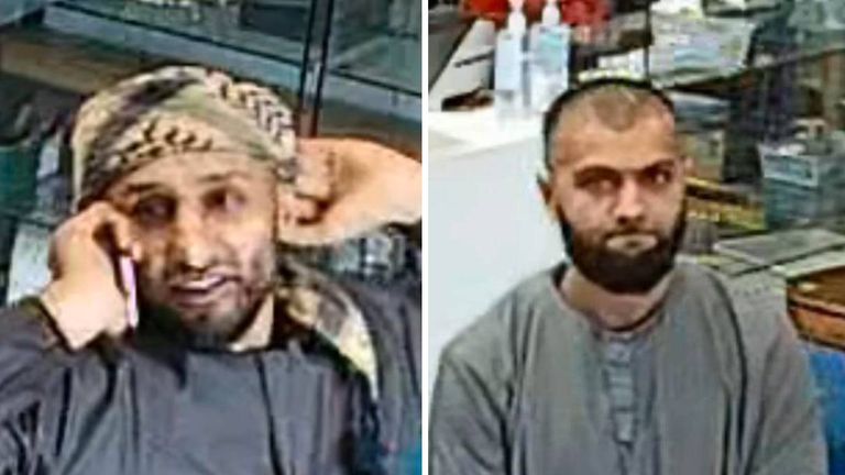 Raja, right, and Patel pictured inside the jewellers in Eastbourne Pic: Sussex Police 