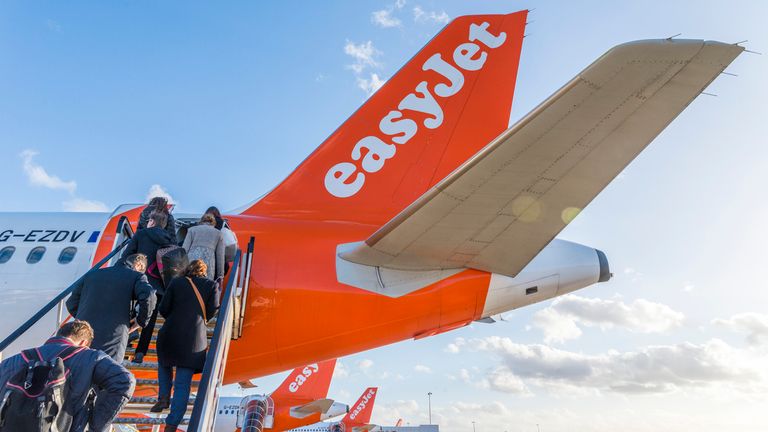 Passengers board an Easyjet airplane at London&#39;s Gatwick airport. Pic: iStock