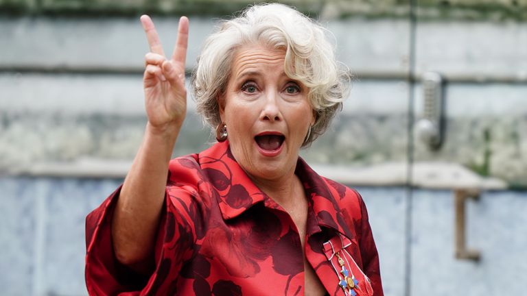 Dame Emma Thompson arriving ahead of the coronation ceremony of King Charles III and Queen Camilla at Westminster Abbey, London. Picture date: Saturday May 6, 2023.