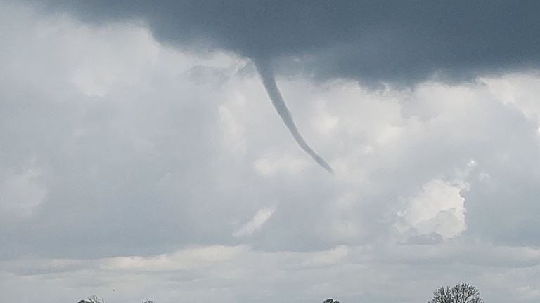 A funnel cloud seen in south Lincolnshire on Thursday Pic: Twitter / @loki_weather 