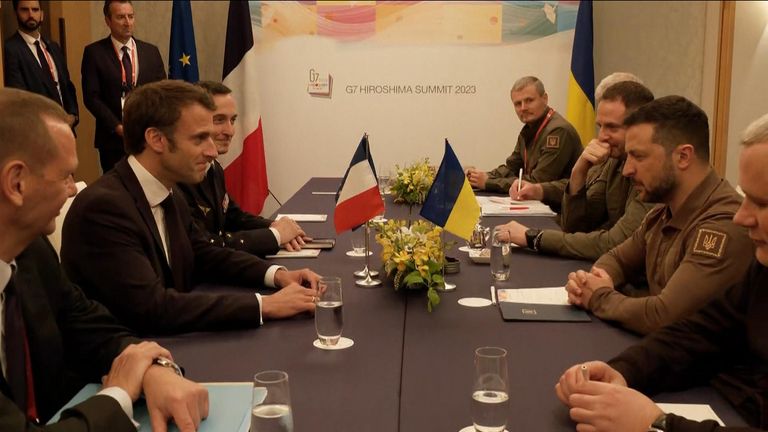 French President Emmanuel Macron has described Ukrainian President Volodymyr Zelenskyy&#39;s visit to Japan for the G7 summit as a "game changer," as the two met for talks on the sidelines of the event. 