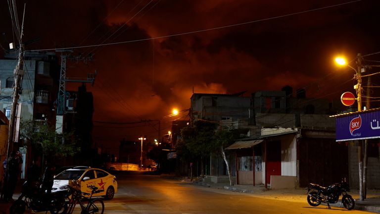 Smoke rises into the sky after the Israeli military said in a statement that it has struck Islamic Jihad targets, in Gaza, May 9, 2023. REUTERS/Ibraheem Abu Mustafa
