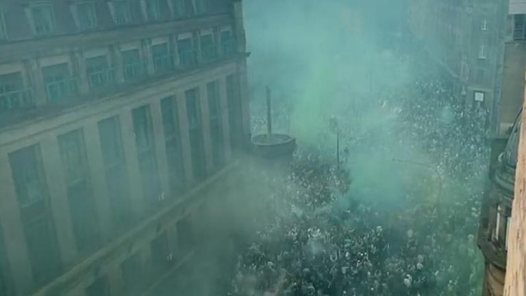 Celtic fans gather in Glasgow to celebrate