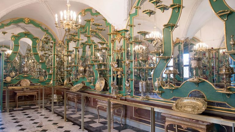 This Tuesday April 4, 2019 photo shows a part of the collection at Dresden&#39;s Green Vault in Dresden. Authorities in Germany say thieves have carried out a brazen heist at Dresden’s Green Vault, one of the world’s oldest museum containing priceless treasures from around the world. 
Pic:AP