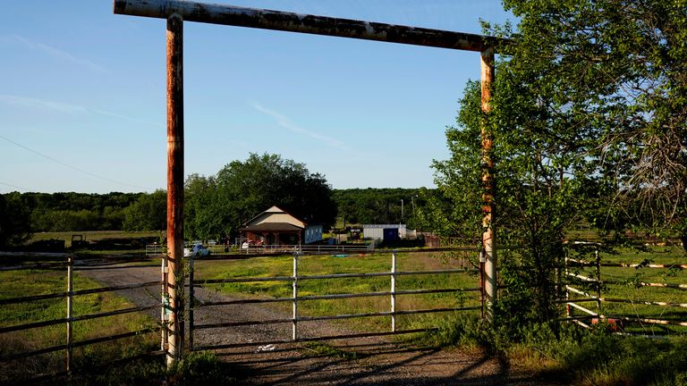 The property where the bodies of seven people, including two missing teenagers and a convicted sex offender, were found is seen in Henryetta, Oklahoma, U.S. May 2, 2023. REUTERS/Nick Oxford