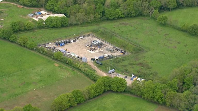 Aerial view of the Horse Hill oil site in Surrey, near Gatwick