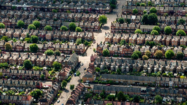 Aerial view of houses on residential streets in Muswell Hill, north London. PRESS ASSOCIATION Photo. Picture date: Thursday July 12, 2012. Photo credit should read: Dominic Lipinski/PA Wire