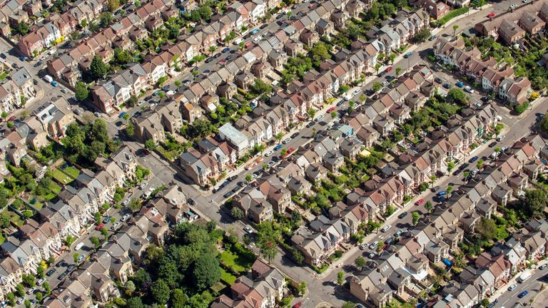 Aerial view of houses on residential streets in east London. PRESS ASSOCIATION Photo. Picture date: Thursday July 12, 2012. Photo credit should read: Dominic Lipinski/PA Wire