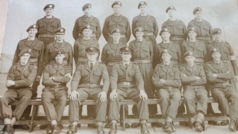 Ivan Frost (fourth from left, middle row) completed national service in the RAF when he was younger, but never flew a plane until later in life