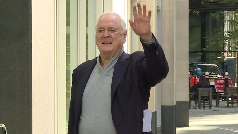 John Cleese arrives to listen to Prince Harry&#39;s phone hacking case against Mirror Group Newspapers