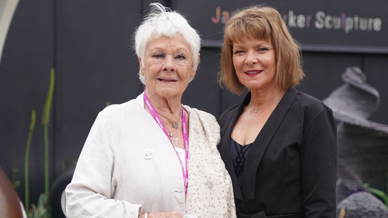 Dame Judi Dench (left) and her daughter Finty Williams, during the RHS Chelsea Flower Show press day, at the Royal Hospital Chelsea, London. Picture date: Monday May 22, 2023.
