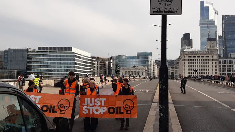 Just Stop Oil activists during  their slow walk protest in central London