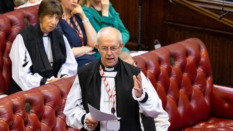 Justin Welby, the Archbishop of Canterbury, criticised government policy in the House of Lords. Pic: House of Lords