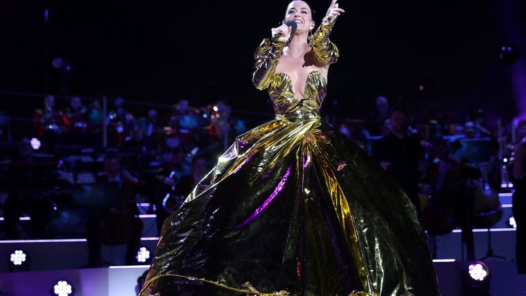 Katy Perry performs on stage during the Coronation Concert on May 07, 2023 in Windsor, Britain. Chris Jackson/Pool via REUTERS
