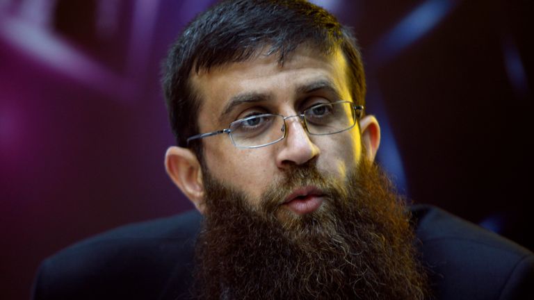 FILE - Palestinian Khader Adnan, an Islamic Jihad spokesman who went on a 66-day hunger strike while he was imprisoned in an Israeli jail, speaks during a television interview in the West Bank city of Ramallah, May 6, 2012. Palestinian prisoner Adnan died in Israeli custody early Tuesday, May 2, 2023, after a hunger strike of nearly three months, Israel’s prison service announced. (AP Photo/Majdi Mohammed, File)


