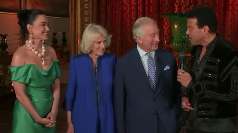 King Charles shared a joke with Lionel Richie as he made a surprise appearance on American Idol alongside Queen Camilla and the singer Katy Perry.