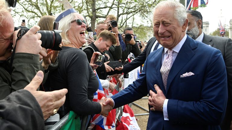 Britain's King Charles Reacts As He Meets Well-wishers During A ...