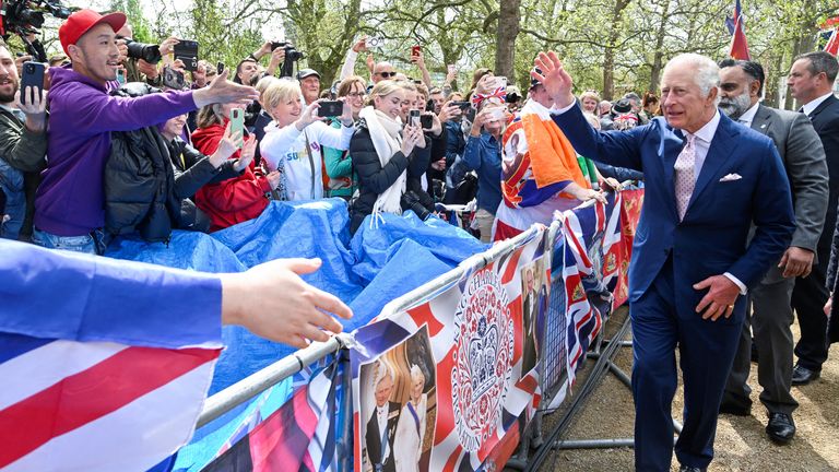 King Charles met wellwishers outside Buckingham Palace on Friday