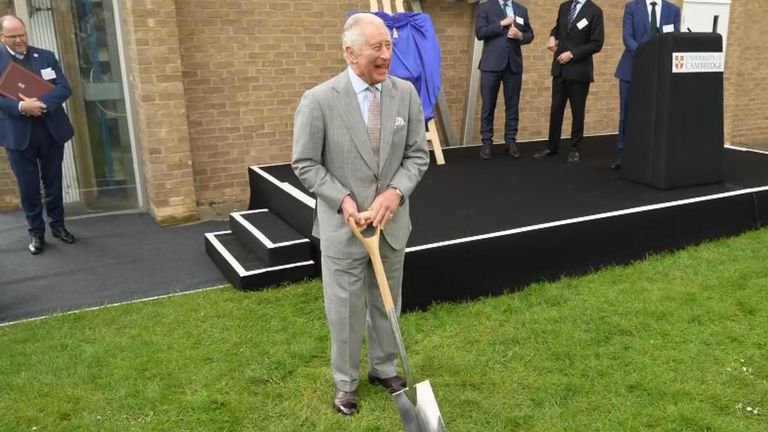 The King breaks the ground at the sight where a new laboratory that aims to speed up the development of net zero aviation will be built in his first official engagement since his coronation.
