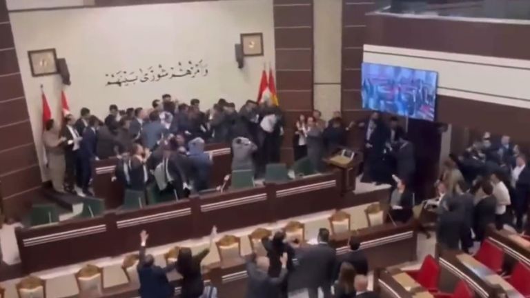 Brawl in Kurdish parliament