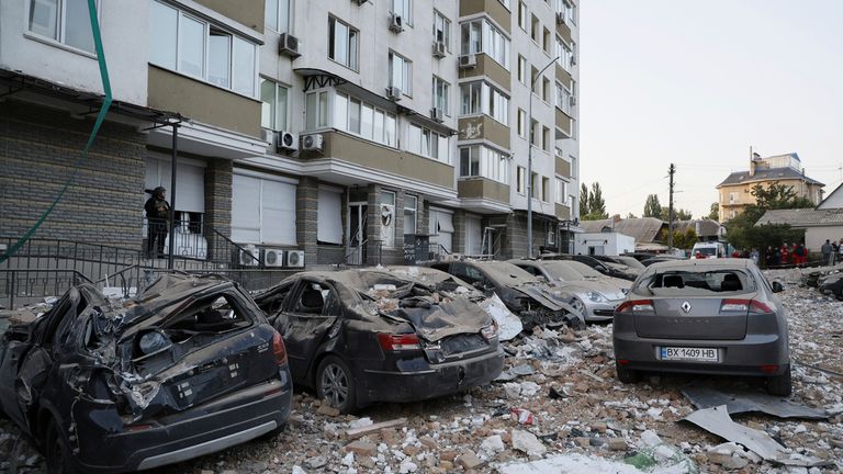 The aftermath of an attack in Kyiv on 30 May. Pic: AP