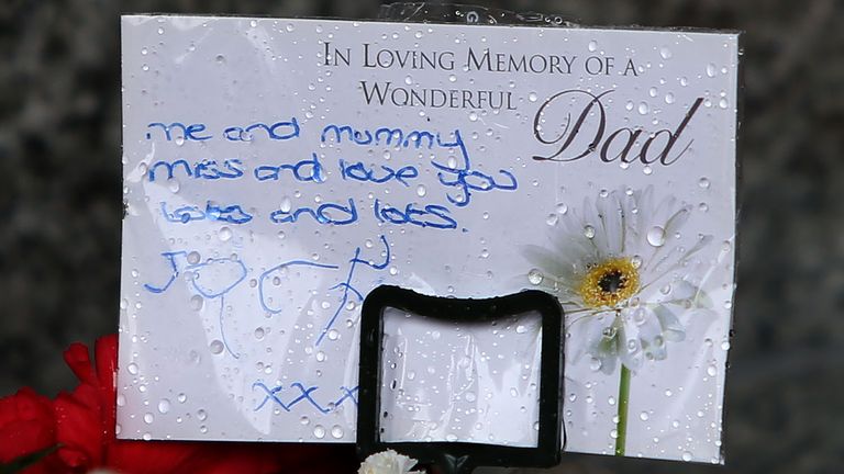 A tribute from Jack at a memorial for Lee Rigby in Manchester. Pic: Peter Byrne/PA