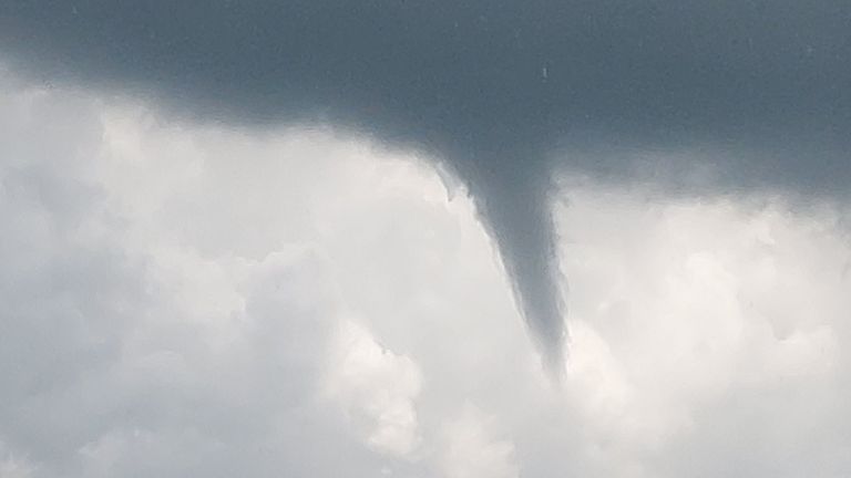 A funnel cloud seen in south Lincolnshire Pic: Twitter / @loki_weather 