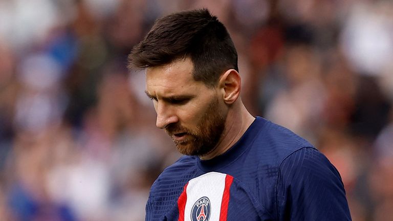 Lionel Messi playing for Paris Saint-Germain against Lorient on 30 April 2023