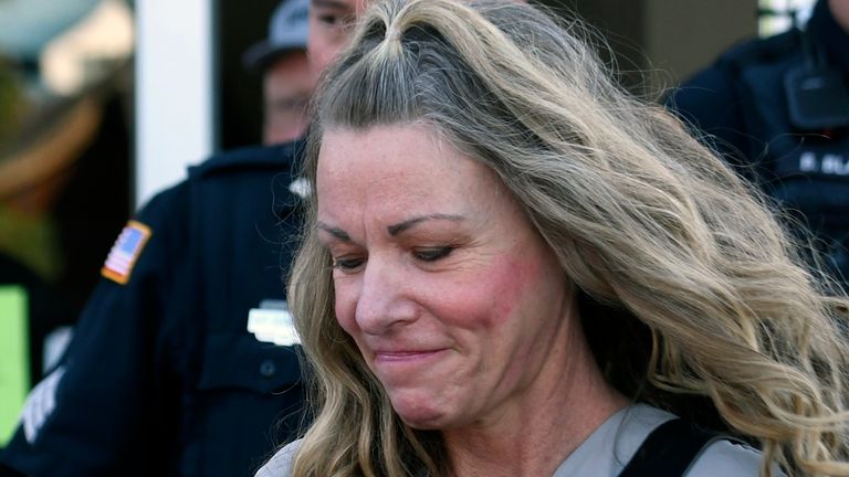 Lori Vallow Daybell is seen outside the Fremont County Courthouse in St. Anthony, Idaho, Tuesday, Aug. 16, 2022. Attorneys for a mom charged with conspiring to kill her children and then steal their social security benefits asked a judge on Tuesday to send the case back to a grand jury because they say the current indictment is confusing. Lori Vallow Daybell and her husband Chad Daybell have pleaded not guilty and could face the death penalty if convicted. (Tony Blakeslee/East Idaho News via AP, Pool)