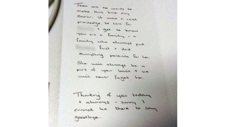 A sympathy card that was shown to the jury in the Lucy Letby murder trial