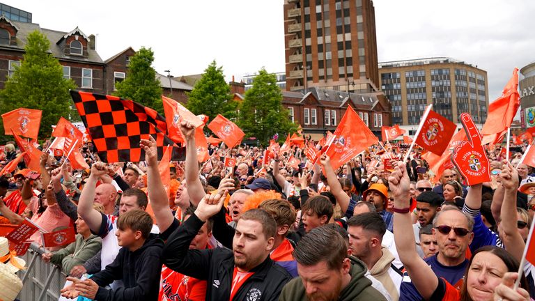 Luton Town celebrate historic rise to Premier League with huge crowds ...