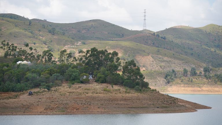 Personnel at Barragem do Arade reservoir, in the Algave, Portugal