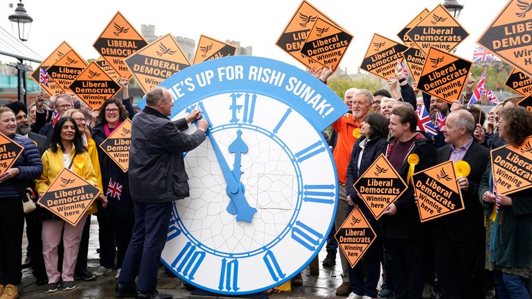 Leader of the Liberal Democrats Sir Ed Davey  in Windsor, Berkshire, where the Conservatives lost control of Royal Borough of Windsor and Maidenhead 