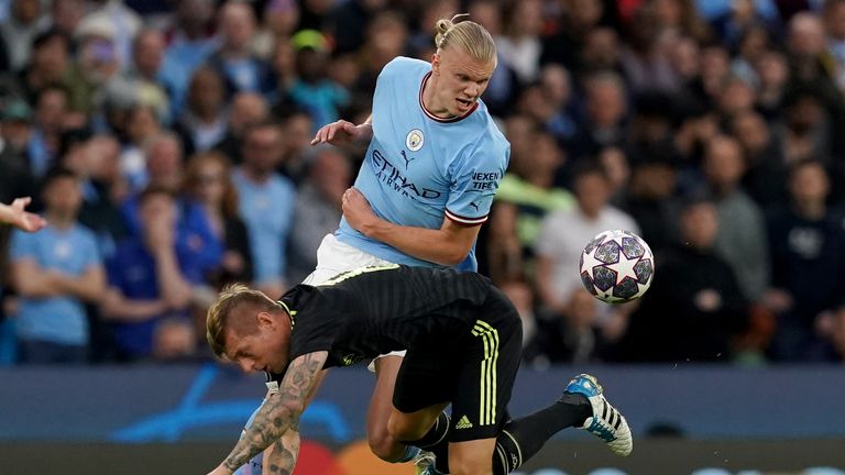 Manchester City&#39;s Erling Haaland and Real Madrid&#39;s Toni Kroos