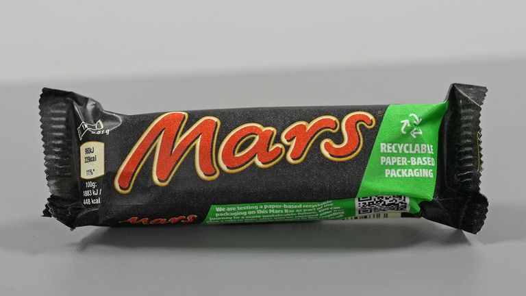 Undated handout photo issued by Freuds of Mars bars which have been given a new look as the chocolate bar ditches its traditional plastic wrapper for more environmentally friendly paper packaging. Mars Incorporated confirmed it has made the switch to recyclable paper packaging for a limited time and the exclusive bars will be available in Tesco stores during the pilot test to explore different packaging options. The move comes after development work and investments, with the trial achieving a re