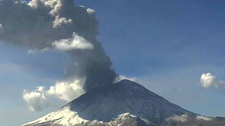 Popocatepetl  volcano erupts