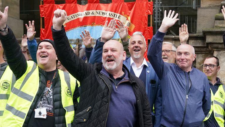 Asliffe's general secretary, Mick Whelan, joins union members on a picket line outside Newcastle station.  Rail commuters will face fresh travel disruption in the next few days as more strikes in a long-running dispute over pay, jobs and conditions.  Photo date: Wednesday May 31, 2023.