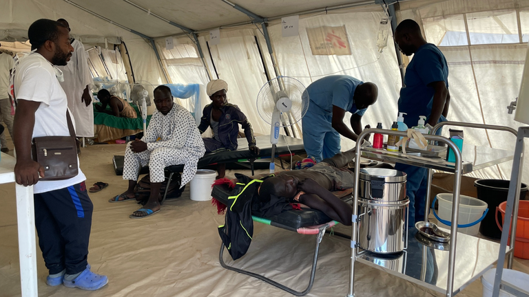 MSF Doctors care of victims of the wounded in Adre Central Hospital
