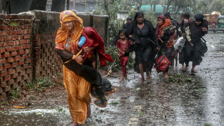People move from their homes to take shelter