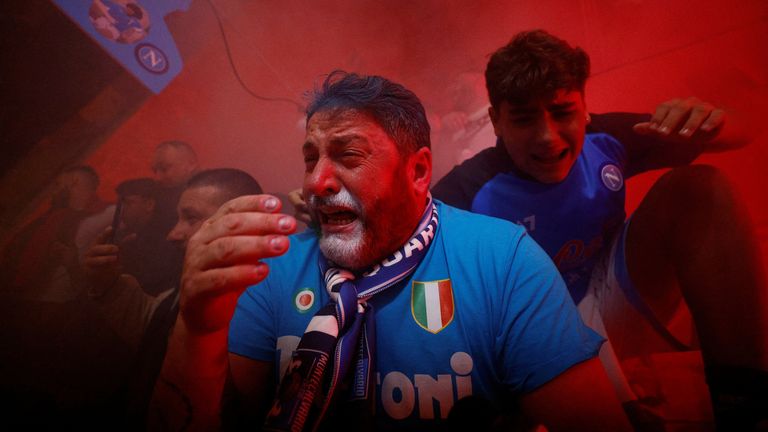 Napoli fans celebrate winning the Serie A in Naples