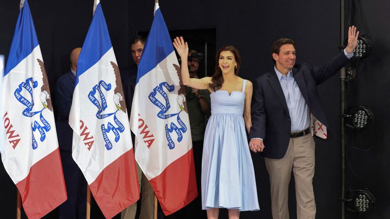 Republican Florida Governor Ron Desantis arrives with his wife Casey to kick off his campaign for the 2024 Republican U.S. presidential nomination