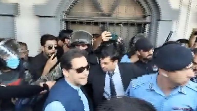 Imran Khan arrives at court in Islamabad. Pic: MUGHEESALI81