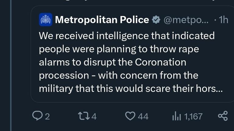 Met Police tweet after arrested Night Stars volunteers