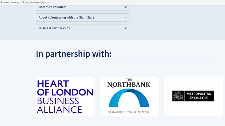Westminster council&#39;s Night Stars website - the programme is run in partnership with the Met Police.