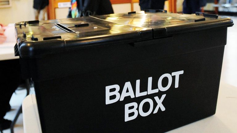 Ballot box at a polling station in Derbyshire