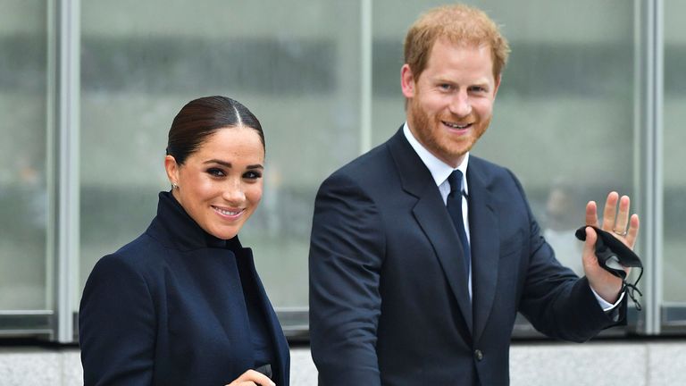  Prince Harry The Duke of Sussex and Meghan Markle The Duchess of Sussex 
Pic:AP