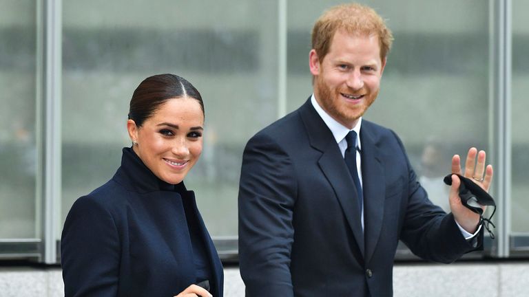  Prince Harry The Duke of Sussex and Meghan Markle The Duchess of Sussex 
Pic:AP