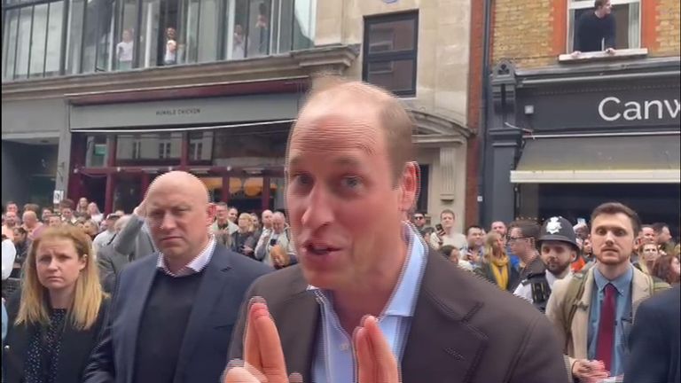 Prince William with fingers crossed for the coronation