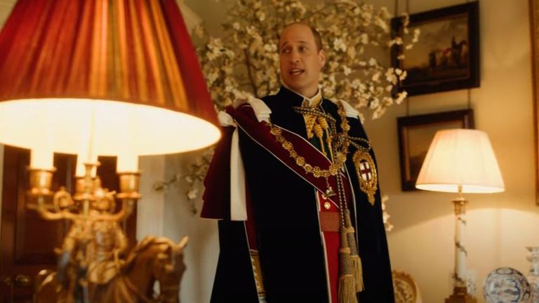 Prince William at home before leaving on coronation day